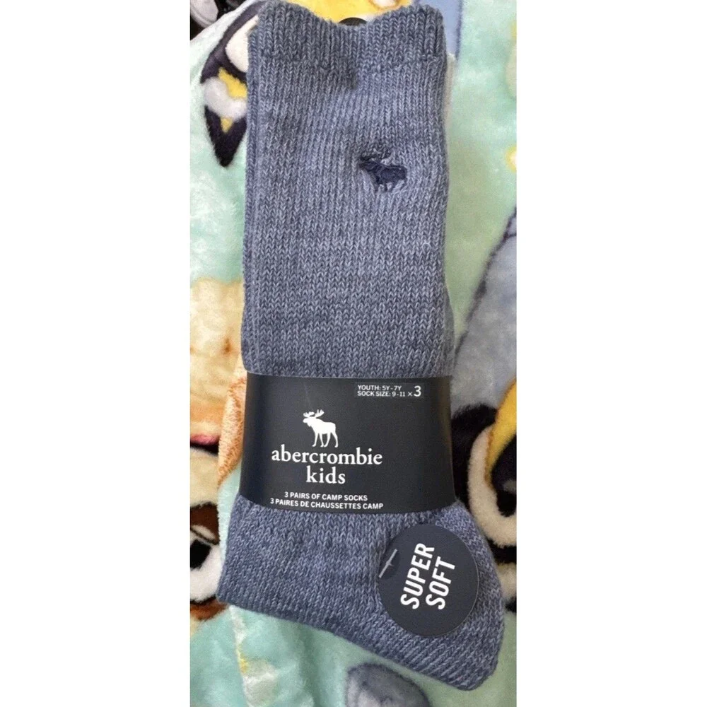 Abercrombie Kids 3 Pairs Camp Socks Super Soft 5Y-7Y